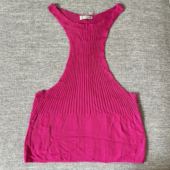 NEW FREE PEOPLE - Racerback Layering Top in Fuchsia - Picture 5 of 6